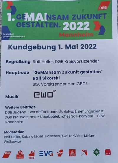 Aufruf zum 1. Mai